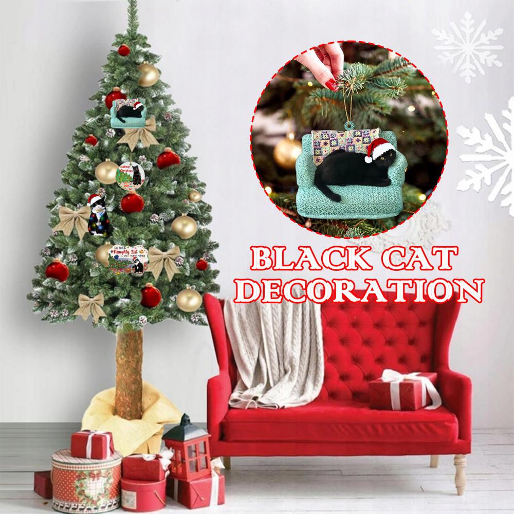 Neuer Weihnachts-Schwarze-Katze-Anhänger 2025 Weihnachtsfeier-Dekoration Neu 2025 Baum-Jahresgeschenke Ornamente Weihnachtsdekorationen zum Aufhängen