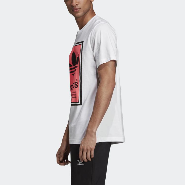 Adidas Originals Trefoil Filled Label Print Short Sleeve T-Shirt Men Tops White ED6938