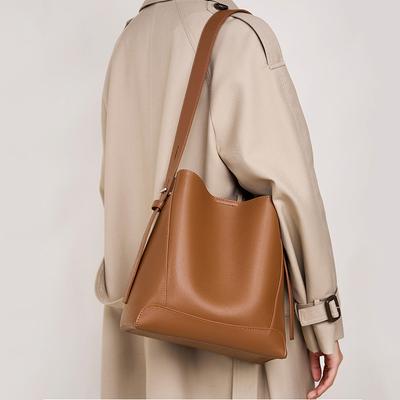 100% Genuine Leather Women Shoulder Bag Large Capacity Cowhide Bucket Bags Fashion Casual Female Crossobdy Bag 2391