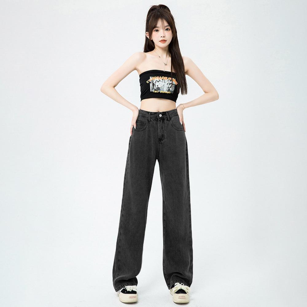 

Personalized high-waisted wide-leg jeans 2025 spring and autumn new high and thin casual drape jeans S