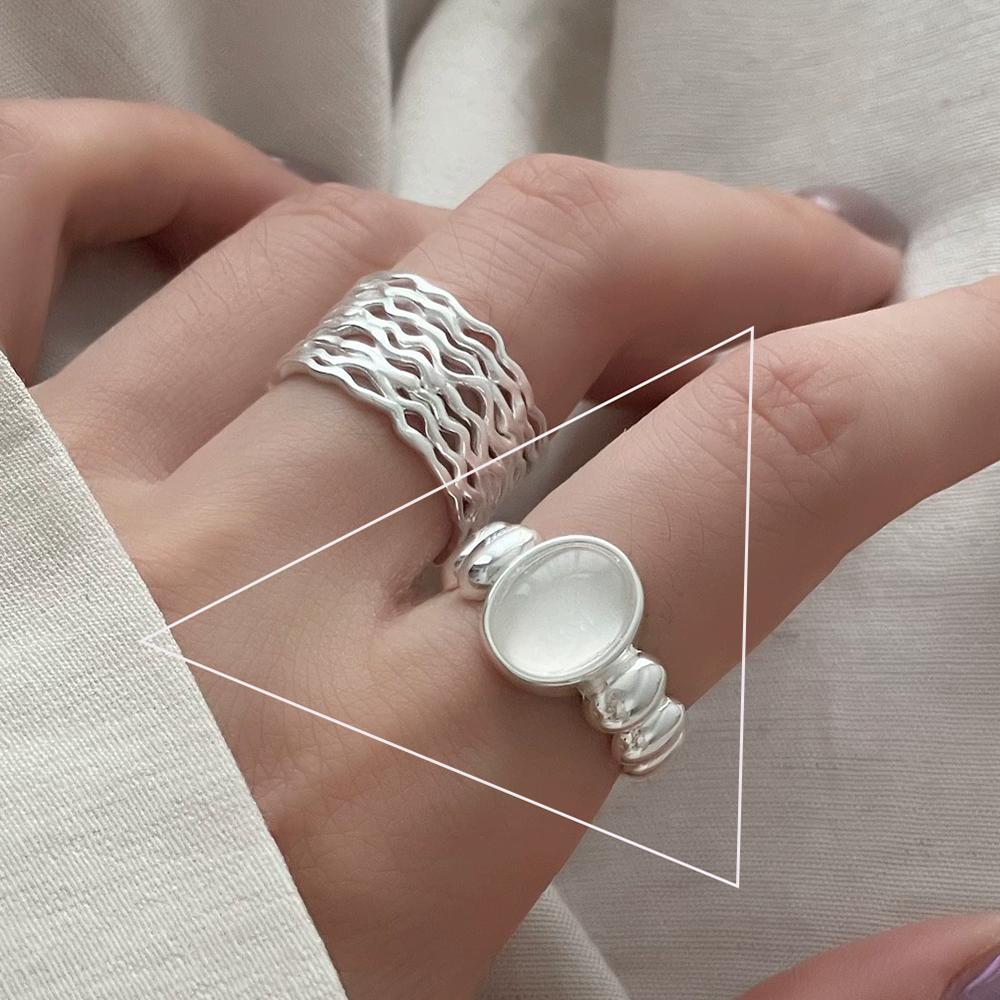 925 Silver Flower Lace Ring Korean Fashion Opening Inlaid CZ Adjustable Rings Valentine's Day Gift