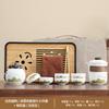 Guochao suit business coarse pottery Qingshan flying birds Lingxue pot travel tea set accompanying ceremony enterprise