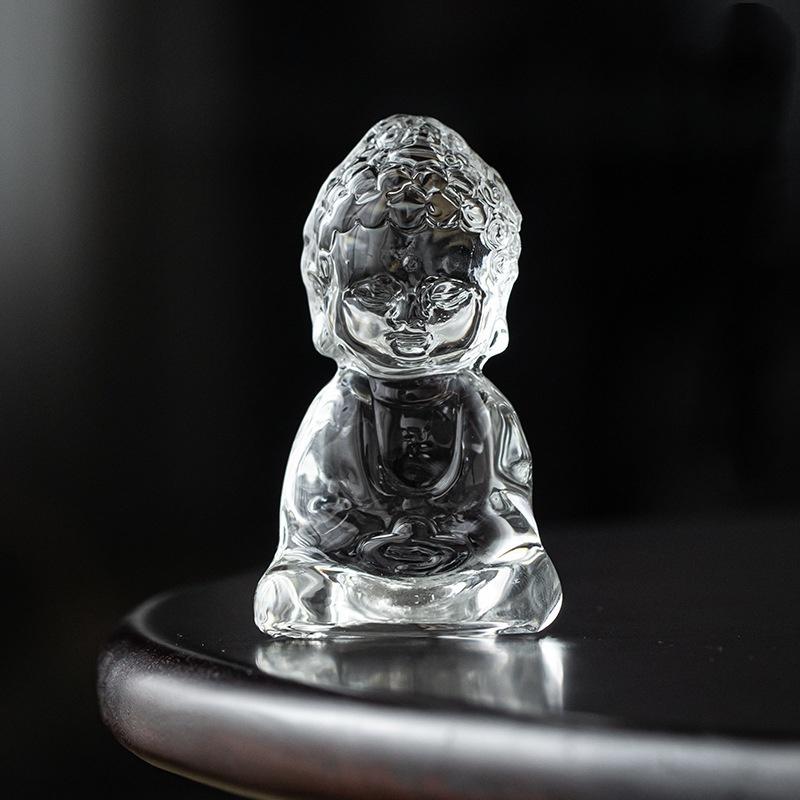 Ch'An Buddha Glass Ornaments Tea Table Decorations Tea Ceremony Accessories Small Buddha Statue Tranquil Spirit Tea Pets