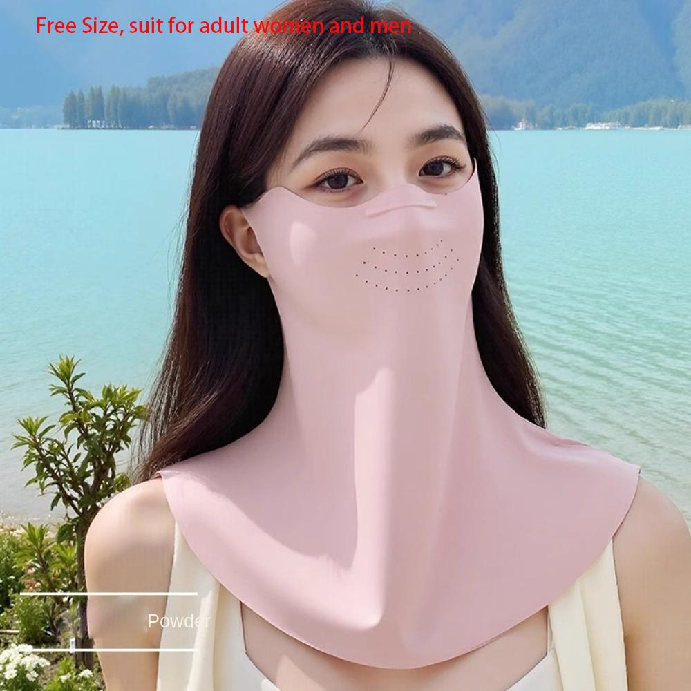Detachable Face Mask Breathable Facial Gini New Ice Silk Sunscreen Mask  Summer