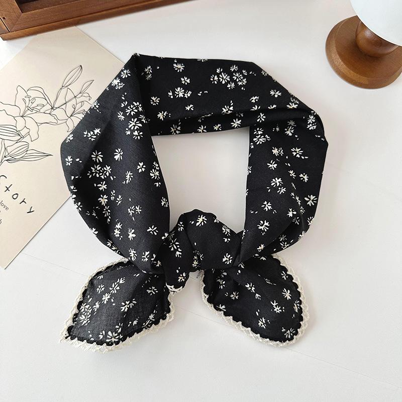 

Silk scarf square scarf high-end sense versatile floral pastoral style literary and artistic neck protection decorative scarf thin scarf