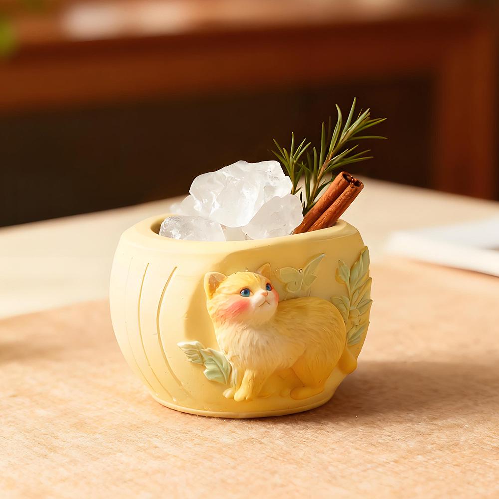 Silicone Mold for DIY Cat-Embossed Succulent Planters