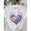 European Size Women'S Casual Summer T-Shirt with Floral Heart Print, Crew Neck, Short Sleeve, Regular Length - Soft Polyester Fabric