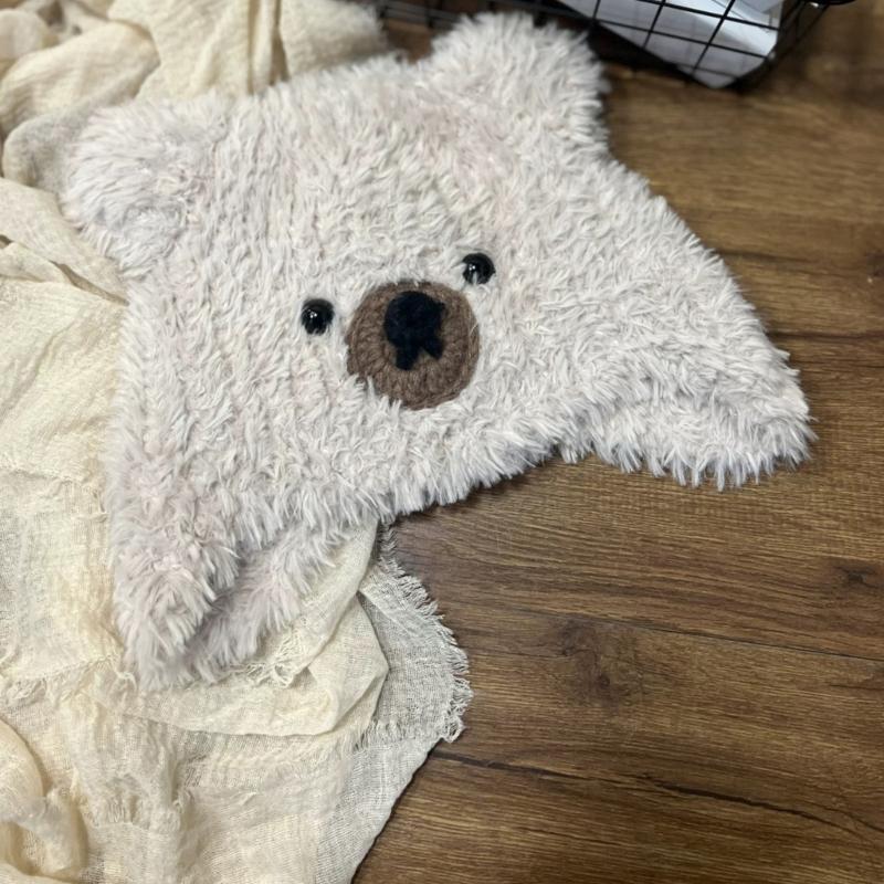 Cartoon Bear Plush Hat Adjustable Headwear Unisex Fashion Warm Lovely Hat for Adults and Kids