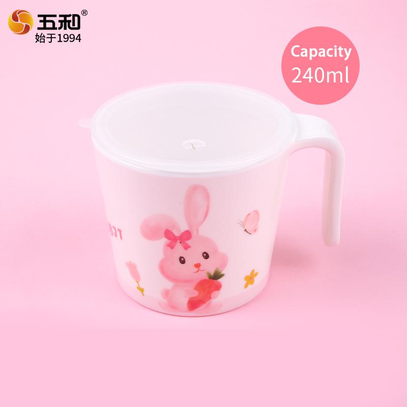 Pink Bunny Baby's Tableware Anti-scald Double-eared Plate Rabbit Shaped Complementary Food Bowls Anti-Fall Cartoon Dinner Plates