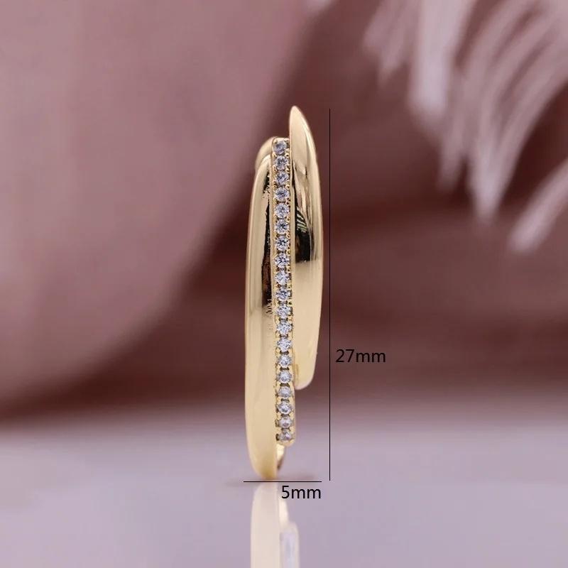 Luxurious Copper Inlaid Zircon Earrings, Women's Circular Earrings, Long Oval Earrings