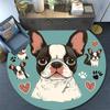 Okrągły dywanik z buldogiem francuskim, Dywanik do salonu, sypialni, przy sofie, pokoju zabaw, Mata podłogowa antypoślizgowa