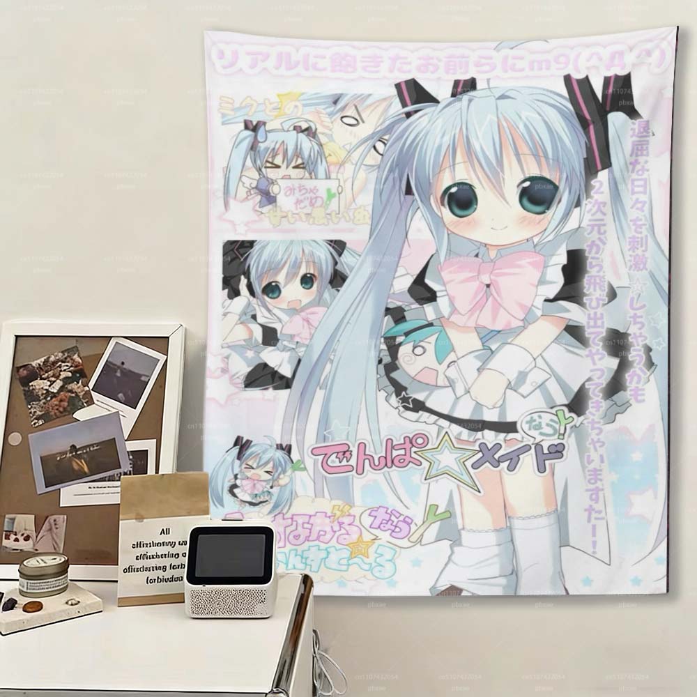 Y2K Anime Girl Tapestry Pastel Aesthetic Wall Hanging for Dorm Decor