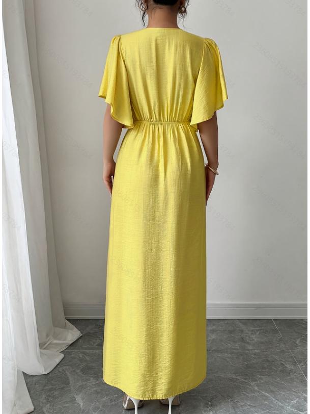 2025 Elegant V-neck Long Evening Gown for Women - Summer Fashion