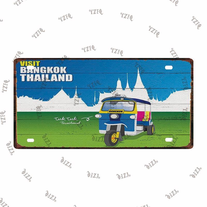 Thailand City Metal Sign Tin Poster 30X15CM Vintage Plate Tourist Souvenirs Wall Bar Home Decor Gift Customizable DC-0314A