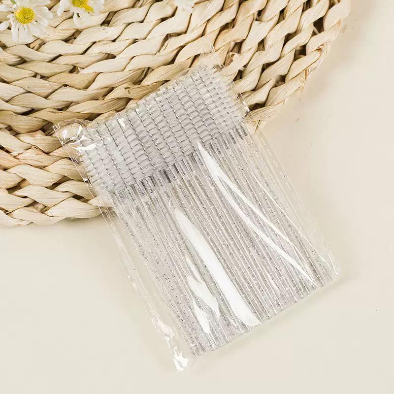 Color Spiral Disposable Eyelash & Eyebrow Brush - Portable Beauty Makeup Tool with Solid Crystal Design