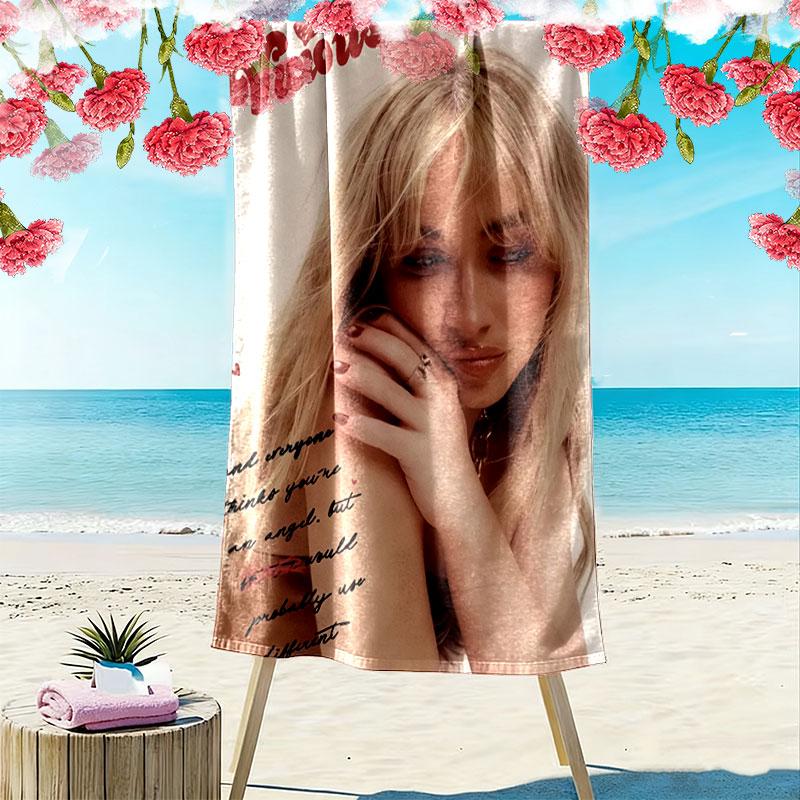 Sabrina Carpenter Melody Print Strandtuch, Großes Weiches Schnelltrocknendes Handtuch für Strand Camping Schwimmen