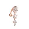 Upside Down Peach Heart Teardrop Zircon Belly Button Ring, 316 Stainless Steel Navel Jewelry