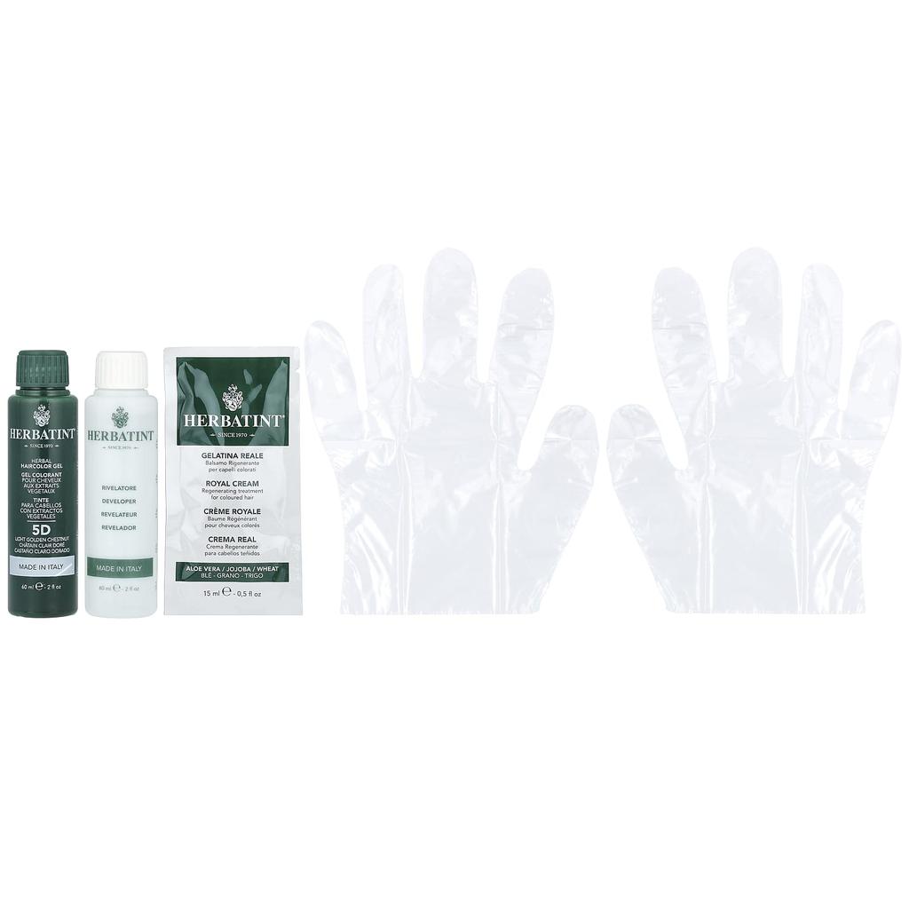 Herbatint Permanentes Farbgel, 5D, Hellgoldenes Kastanienbraun, 4,56 fl oz (135 ml)