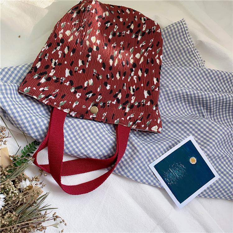 912132 Korean Ins Small Cute Floral Cloth Handbag - Women's Wrinkled Lunch Bag
