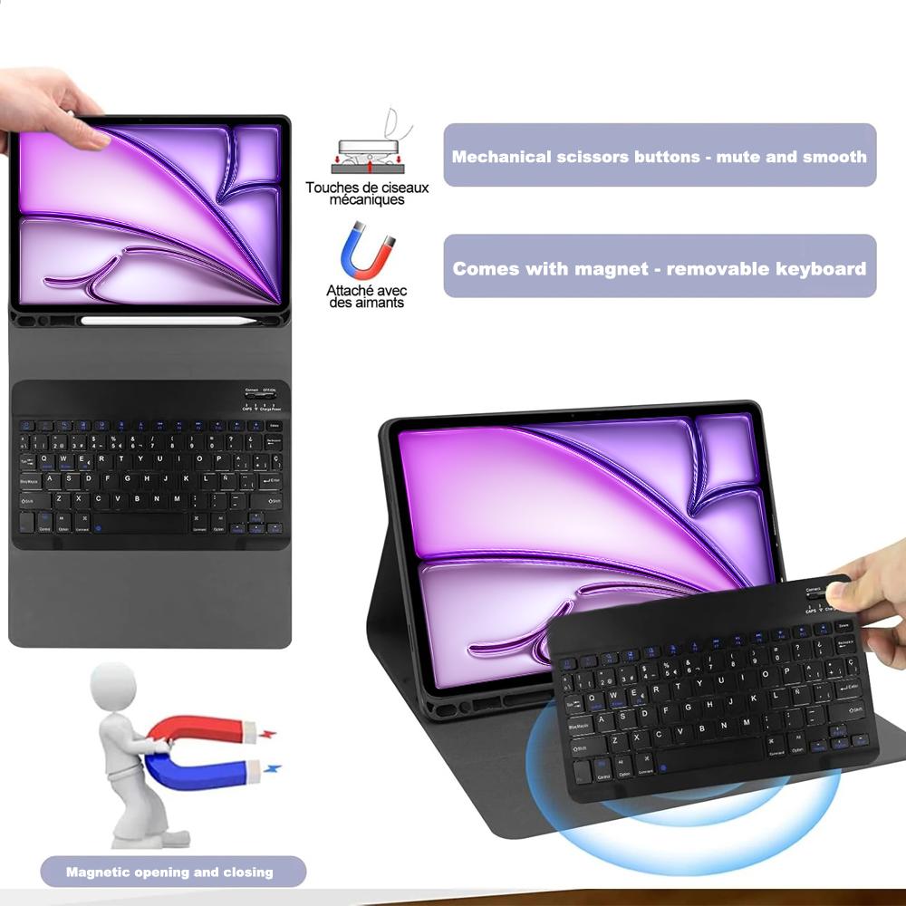 Case for iPad Air 11 Inch (M2) (M3) ,Bluetooth Keyboard Cover for iPad Air 4th 5th 10.9-inch