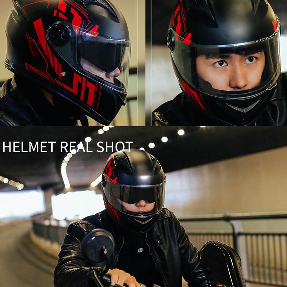 Motorcycle Street Bike Helmet Full Face Safety Helmet Comfortable & Breathable with Single Visor Neck Scarf Anti-Dust Bag for Men & Women All Seasons