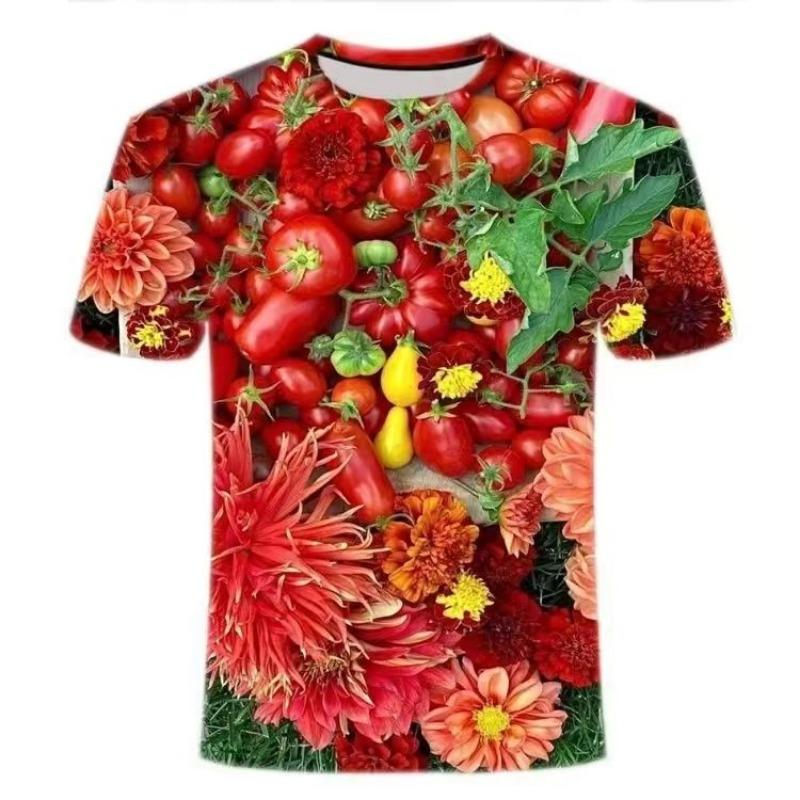 2024 Summer Best-Selling Cross-Border Men Best Selling T-shirt Fruit Short Sleeve 3D Digital Print Tops