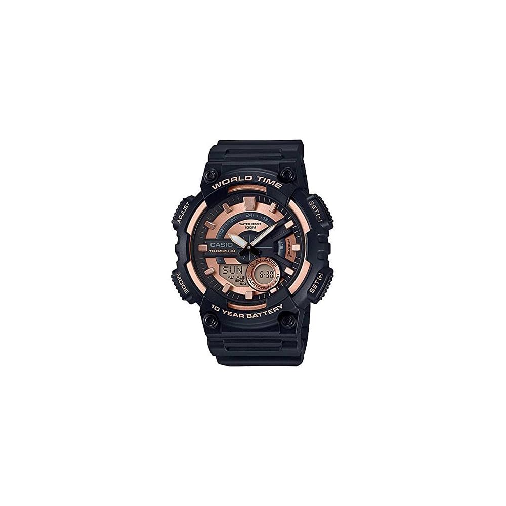 Casio AEQ-110W-1A3 Analog Watch Black Resin Band Water Resistant Men s Timepiece