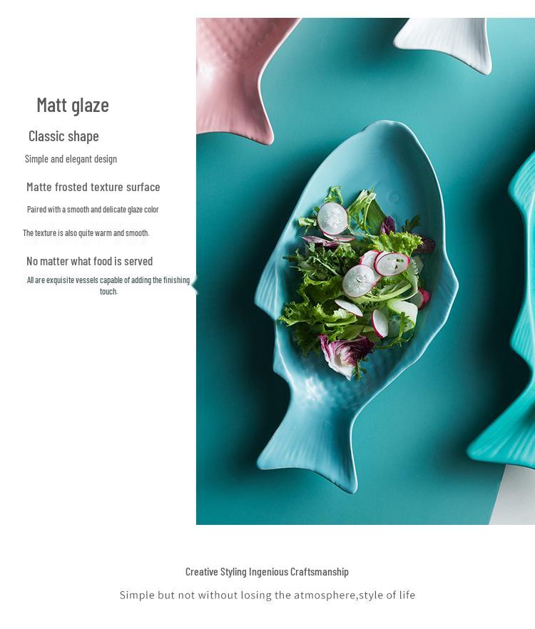 Nordic Style Ceramic Fish Plate for Breakfast & Western Cuisine
