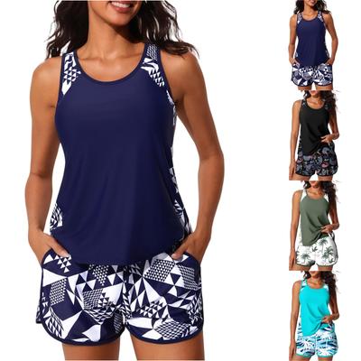 Women's Sports Swimsuit Two-piece Set, Vest , Shorts, Printed