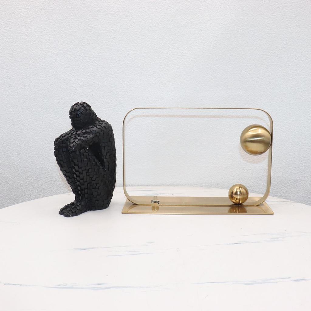 Modern Geometric Metal Ornaments - Abstract Gold Set for Soft Luxury Interiors