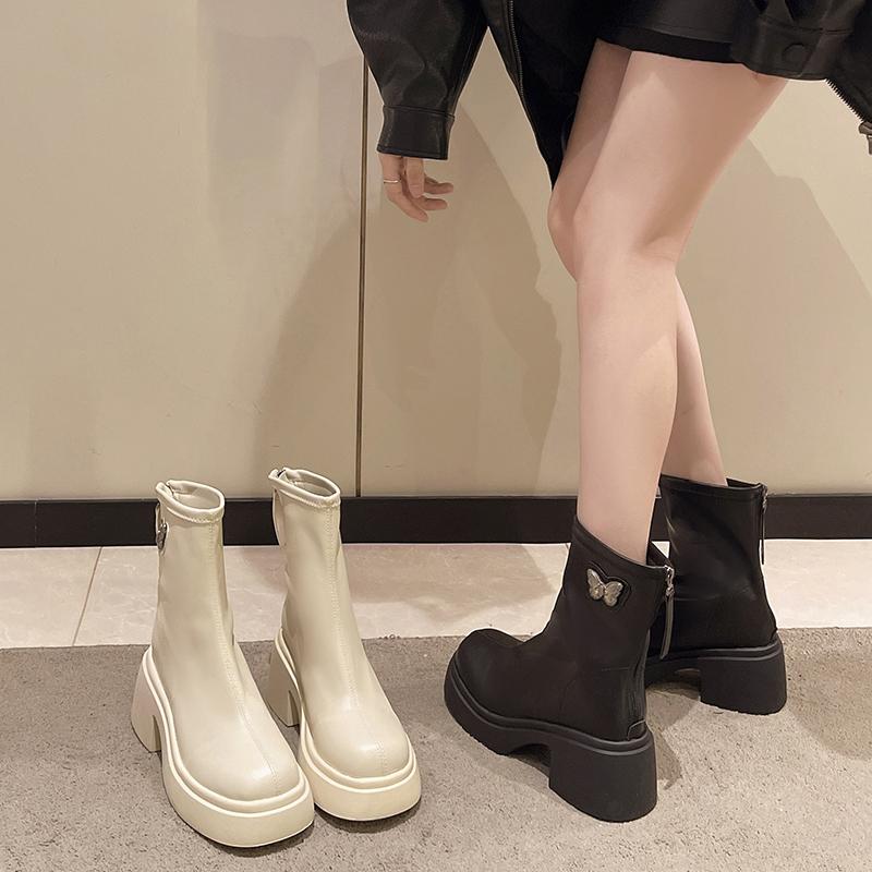 Модные женские ботильоны Butterfly Knot Leather 2024 Новые зимние ботинки для женщин — фото 3