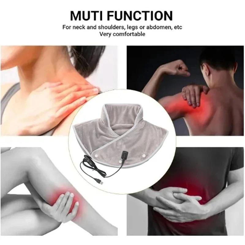 Masajor electric cu încălzire pentru umăr și gât, trei trepte, compresă caldă, șal cervical, încălzitor, suport pentru umăr, gât, spate, relaxare