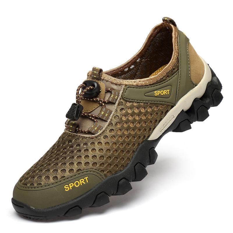 Summer Outdoor Sneakers Men Mesh Canvas Shoes Male Breathable Beach Casual Sneakers Classic Men’s Hiking Shoes Large Size 46