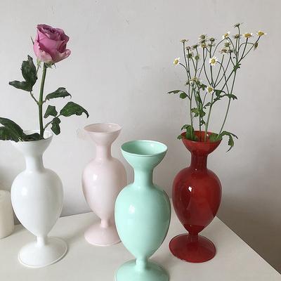 Colorful Glass Vase European Style Flower Pot Modern Flower Vases for Centerpiece Table Home Office Desk Decor Housewarming Gift