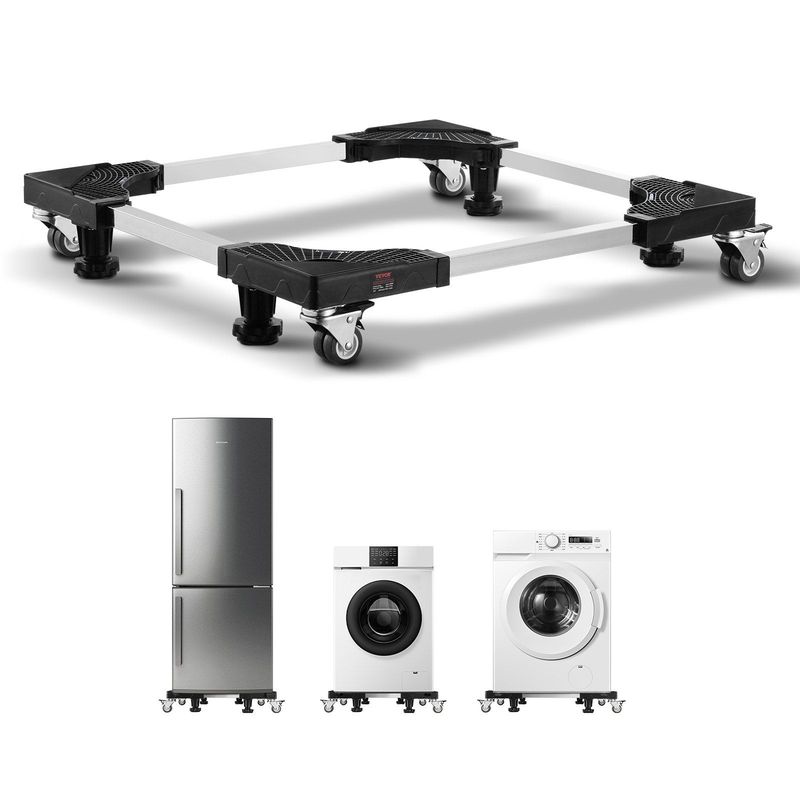 Fridge Stand Mobile Base, 1100 lbs Load Capacity, Washing Machine Stand with 8 Locking Twin Wheels and 4 Brakes, 27.5 -35.4