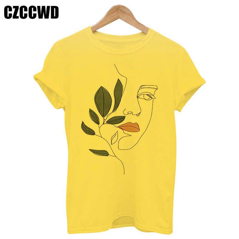 Flowers Face Abstract Simple Women Tshirt High Elasticity Casual Funny T Shirt Gift For Lady Yong Girl Top Tee Drop Ship Tshirt