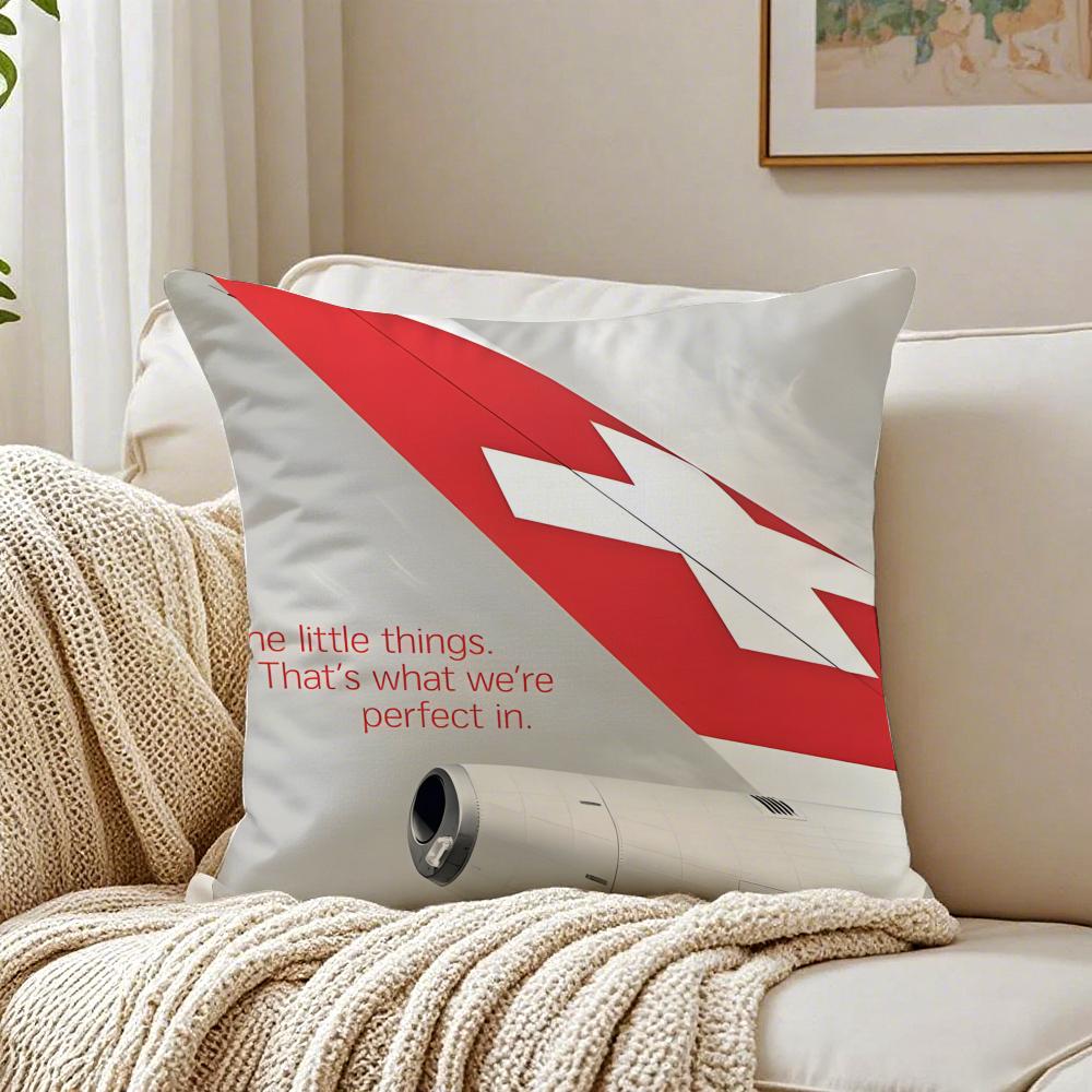 S-Swissair Pillow Aviation Brand Cushion Cushion Cover Pillowcase Anti-Dustmite Living Room Sofa Decor Cushion Room