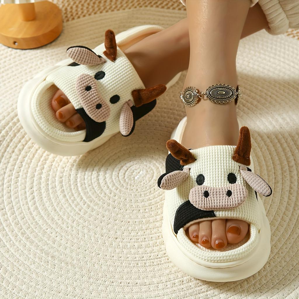 Kawaii Cartoon Novelty Linen Slippers Comfortable Slip-On Soft & Linen Sole Shoes Breathable Non-slip Mute Shoes