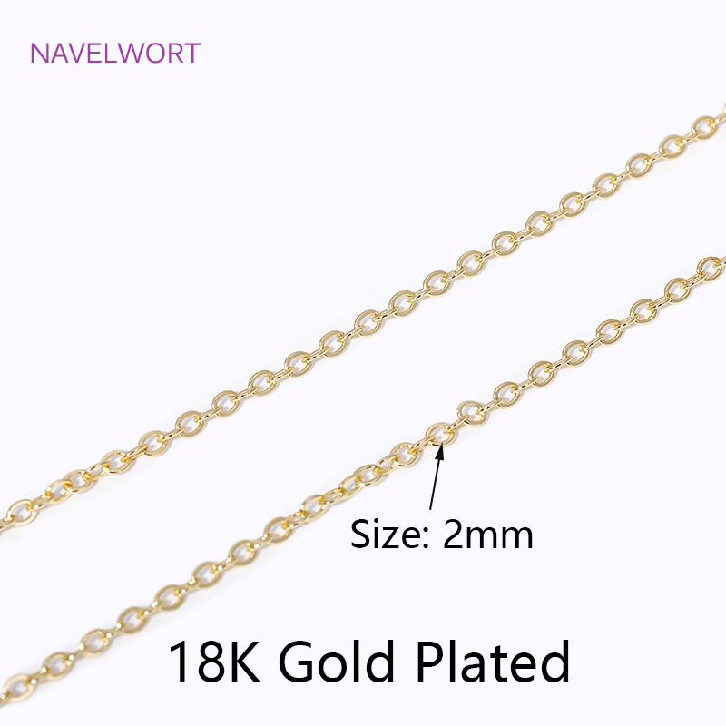 2.0MM Bulk Metal Chains 18K Gold Plated Brass O Shape Thin Chains For Jewelry Making DIY Necklace Bracelet Accessories Wholesale