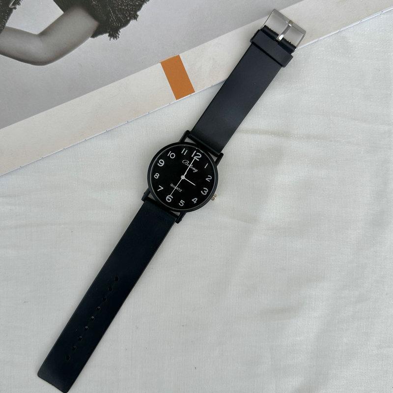 Wind Kleine Schwarze Uhr Einfache Wasserdichte Studenten Uhr Herren und Damen College Wind Retro Literarisches Paar Quarz Uhr