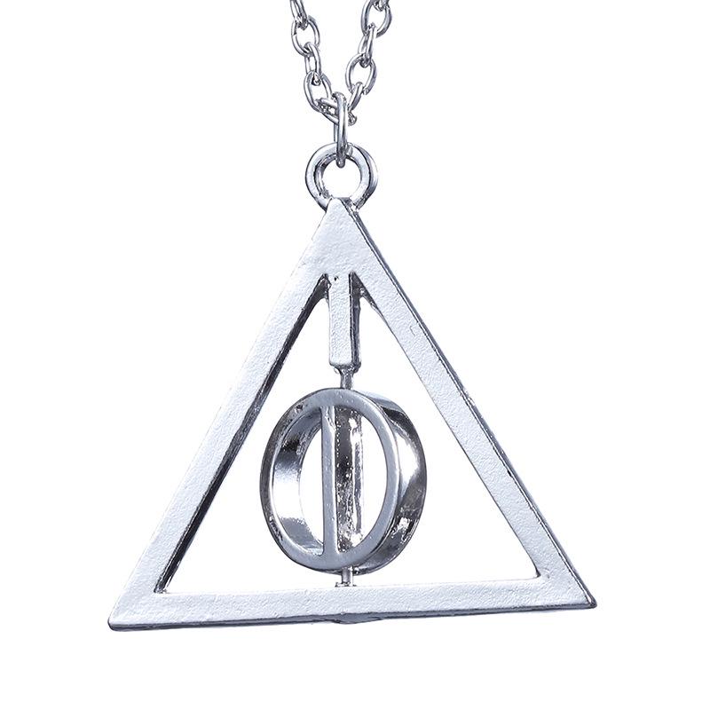 Rotatable Harry Potter Luna Deathly Hallows Triangle Alloy Necklace