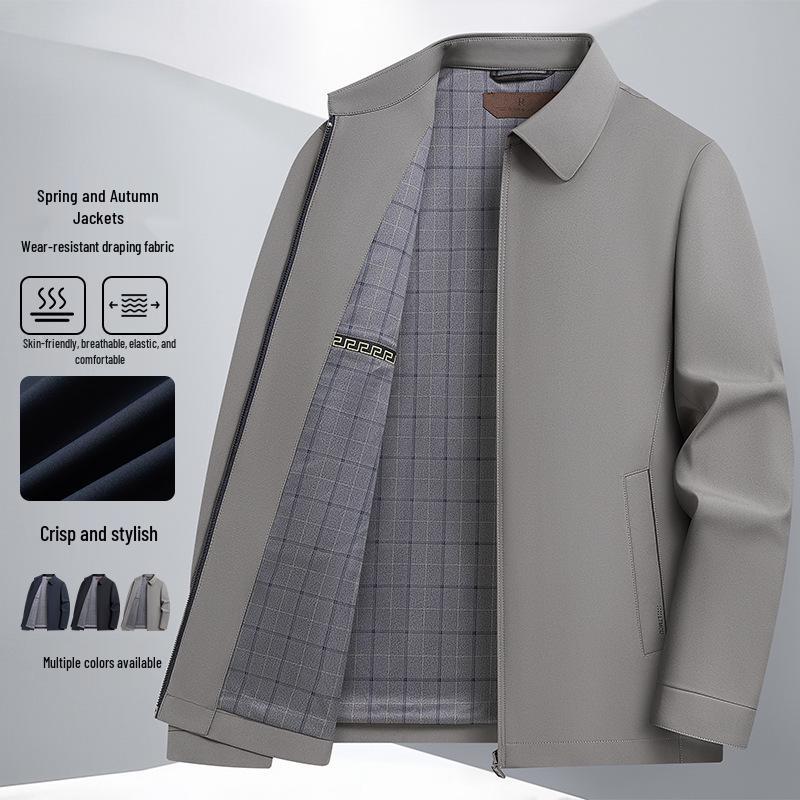 Men's Lapel Jacket 2026: Spring/Autumn Versatile Slim-fit Business Casual for Middle-aged Dads