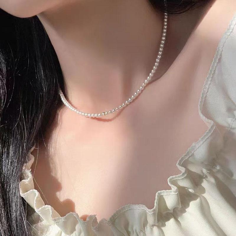 Australian white round pearl necklace women's 2025 new popular niche light luxury temperament collarbone chain feeling millet bead neck chain