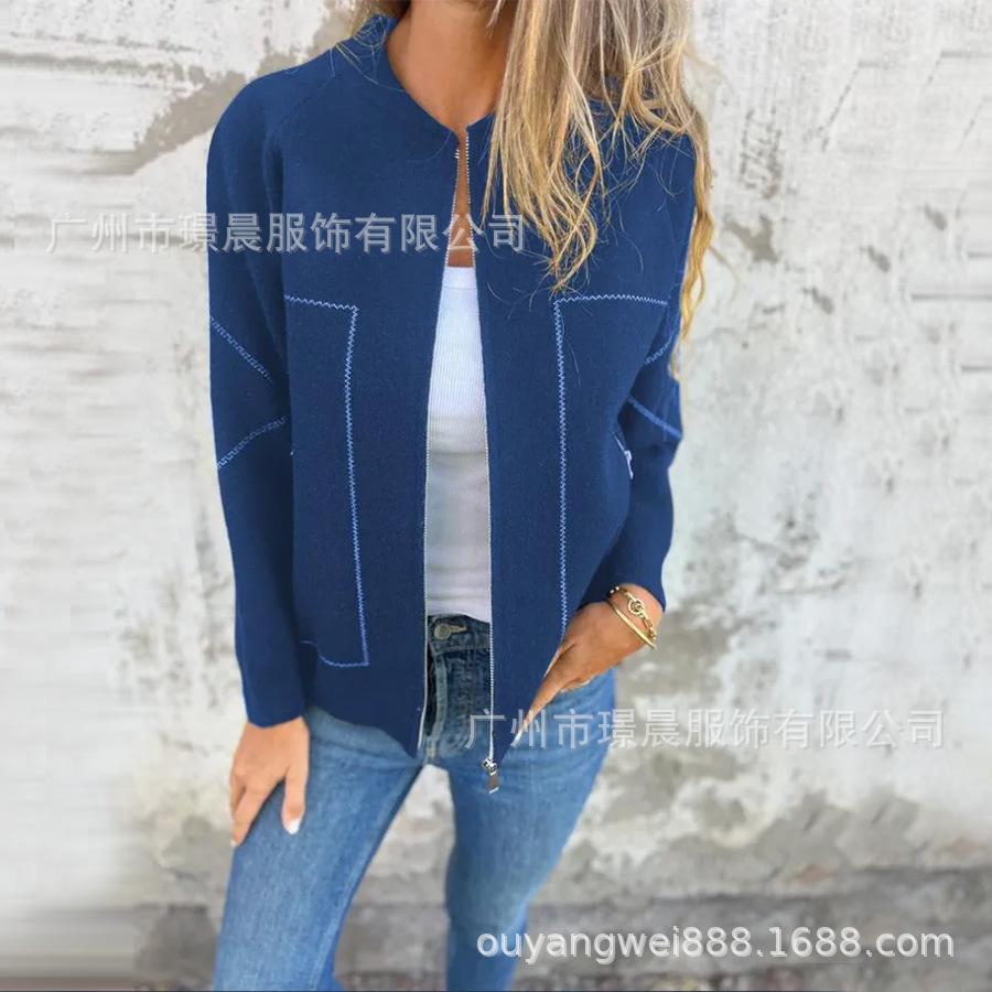 In stock, new autumn women s clothing fashion casual crew neck cardigan sweater jacket M