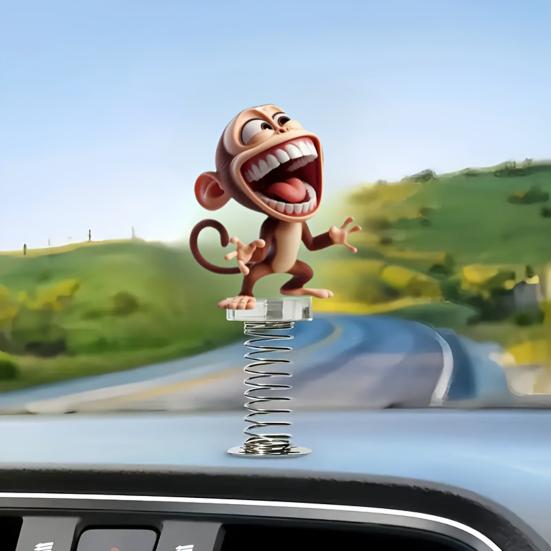 Sway Animal Decoration 2D Acrylic Monkey Decoration with Spring Cartoon Rabbit Car Dashboard Ornament for Home Office Desk Decor