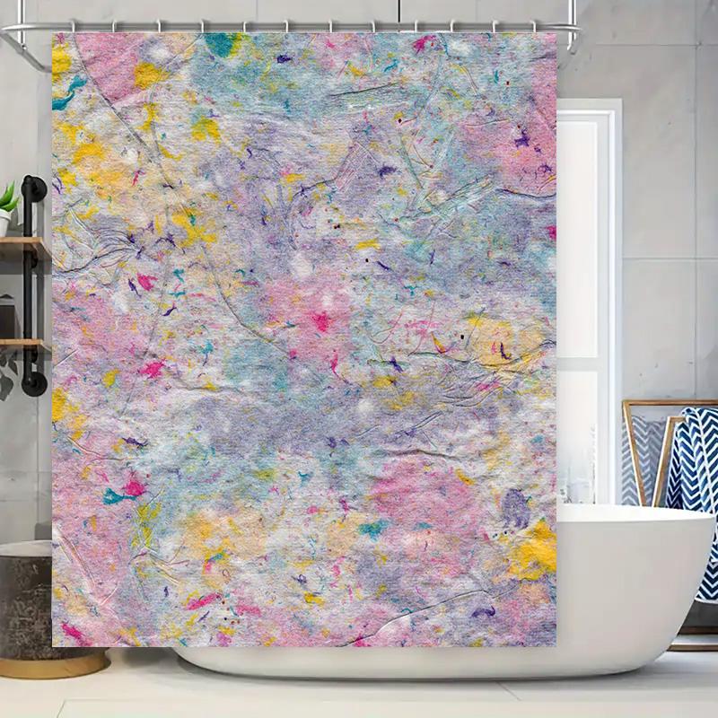 Modern Bathroom Decor Shower Curtain Waterproof Printed Flower Pattern Home Decoration Multicolor 72x78 (183x200cm)