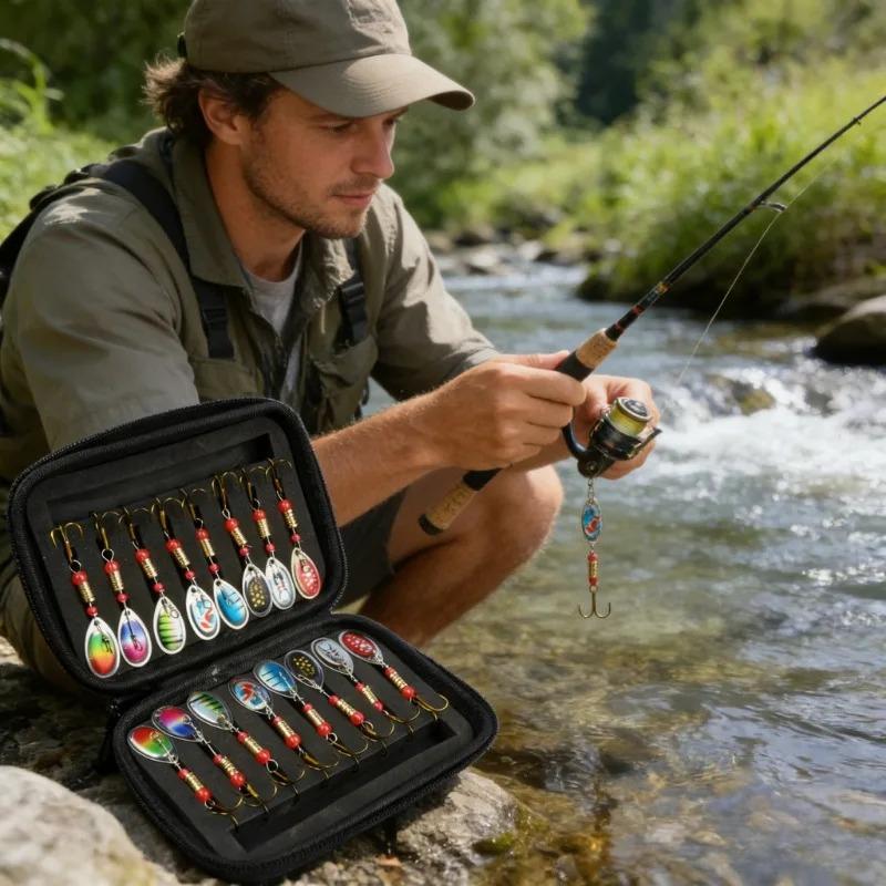 EVA Fishing Gear Three Hooks Storage Box Glitter Bag Fishing Bait False Bait Fly Hook Glitter Sea Fishing Tool Storage Bag