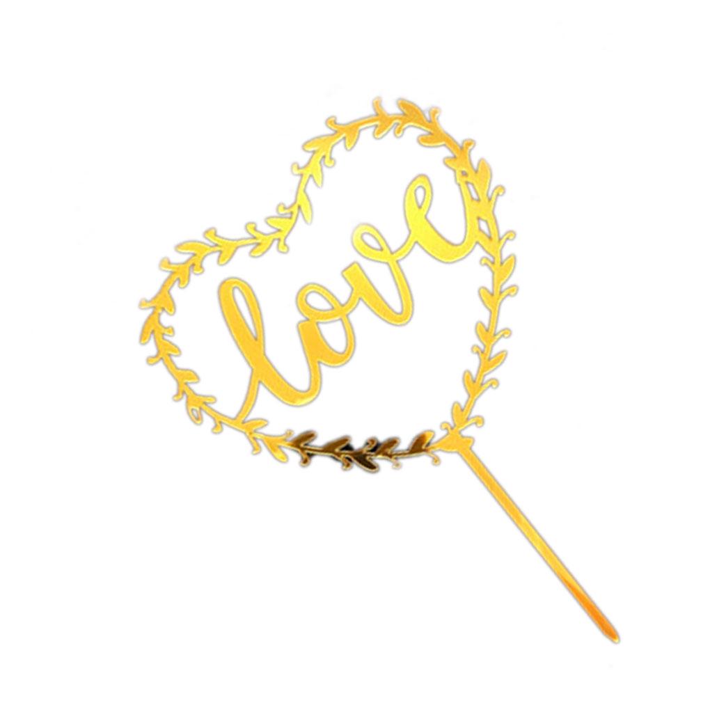 Gold Acrylic Heart Collection Cake Topper Dessert Decoration Birthday Party Cupcake