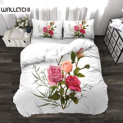 Juego de Funda Nórdica de Rosas Microfibra Rosa Flores Románticas Funda de Edredón para Pareja Regalo de San Valentín Temática Floral Funda de Edredón King