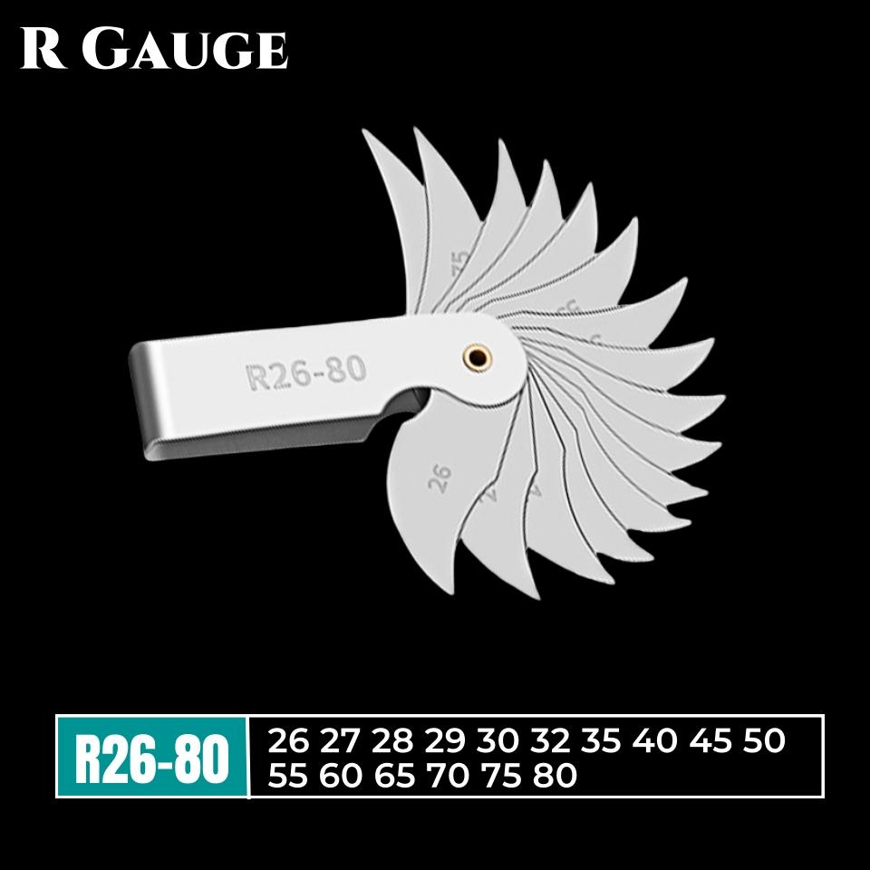 High precision Radius gauge R0.3-1.5/R1-7/R7.5-15/R15.5-25/R25-50/R52-100/R26-80mm Arc radius measuring tool Arc ruler R Gauge R26-80mm New